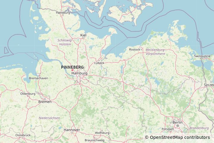 Karte von Norddeutschland mit Pinneberg