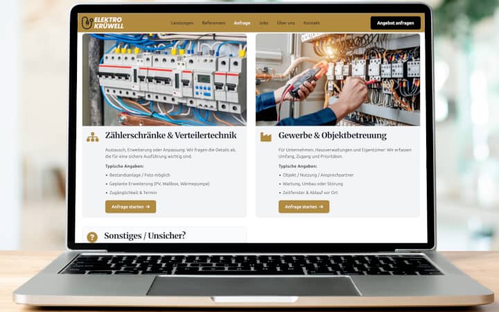 Elektrobetrieb: Anfrage stellen